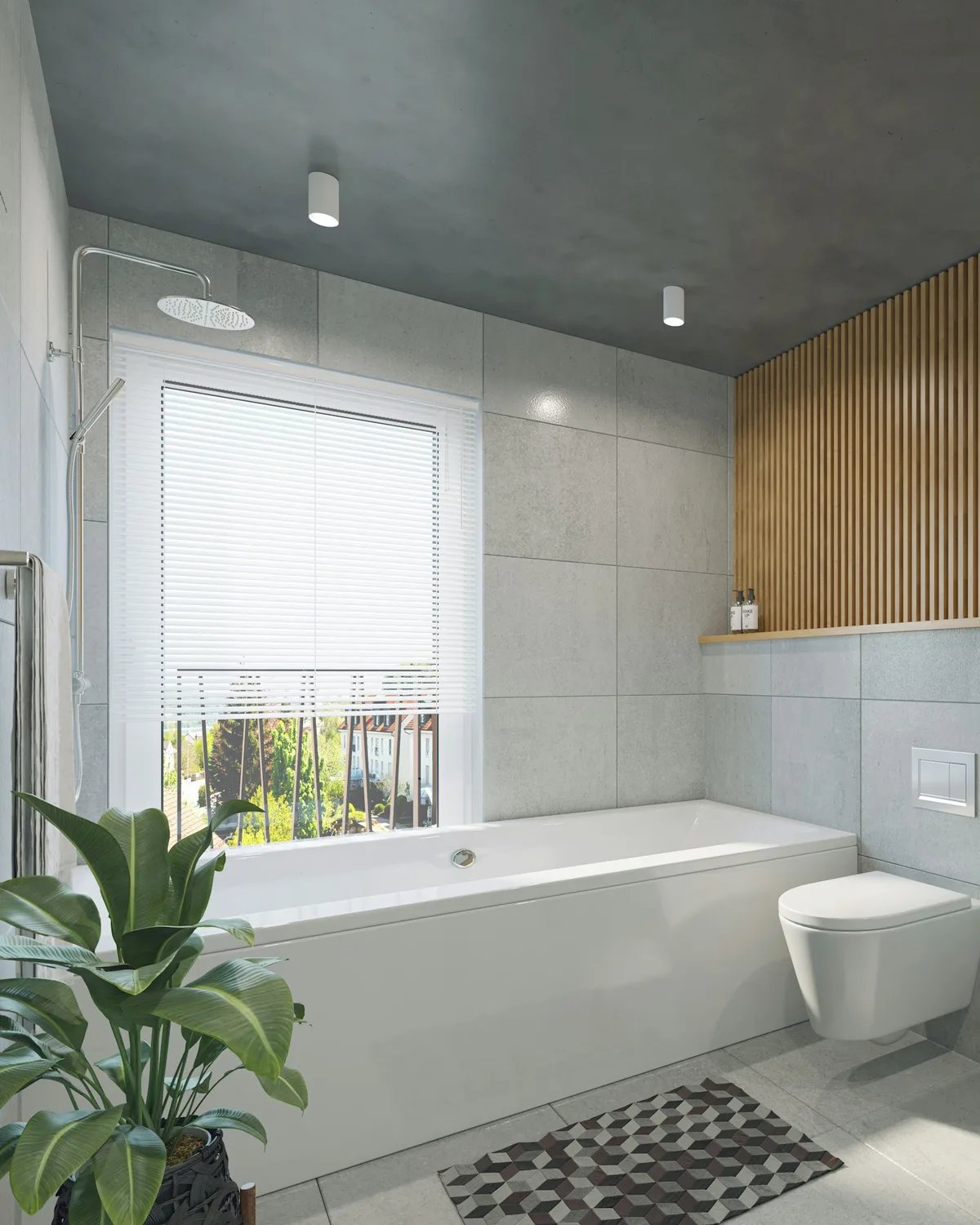 Stone and brass master en-suite installed by BASI in Saltaire