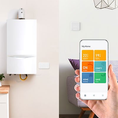 A smart heating control app on a smartphone