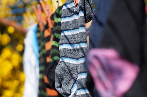 Socks drying on a washing line